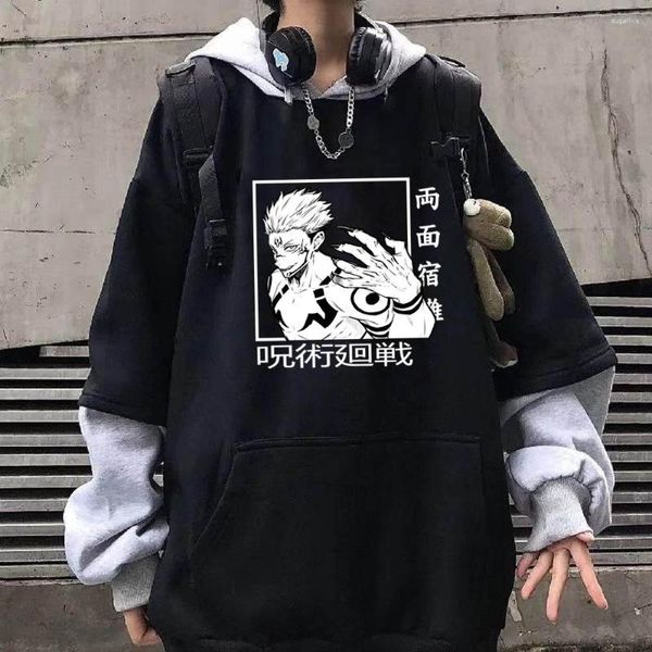 Felpe con cappuccio da uomo Jujutsu Kaisen Anime Uomo Donna Divertente manica lunga Autunno Inverno Streetwear allentato Abbigliamento unisex Top