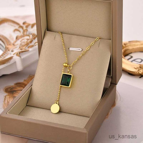 Anhänger Halsketten Damen Mode Einkommen Vintage Quaste Smaragd Block Anhänger Choker Mädchen Jahrestag Party Schmuck Liebhaber Geburtstag Hochzeitsgeschenk R230728