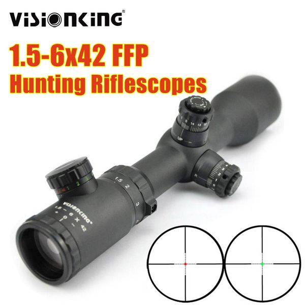 Visionking 1.5-6x42 Cannocchiale tattico Cannocchiali da puntamento per fucili da caccia a lungo raggio Spotting Optical Llluminated Optic Sights Scope caza accessori per la caccia