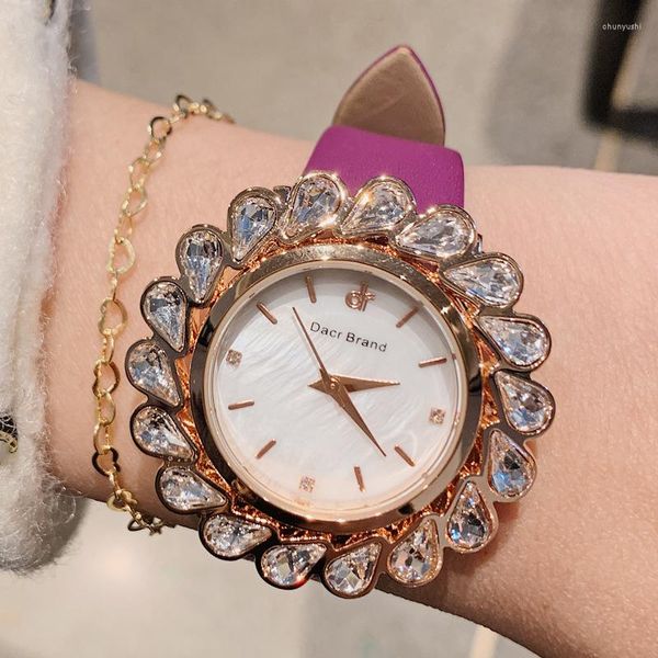 Armbanduhren Hochwertige Mode Damenuhren Quarz Big Stone Armbanduhr für wasserdichte Damenuhr mit Strass