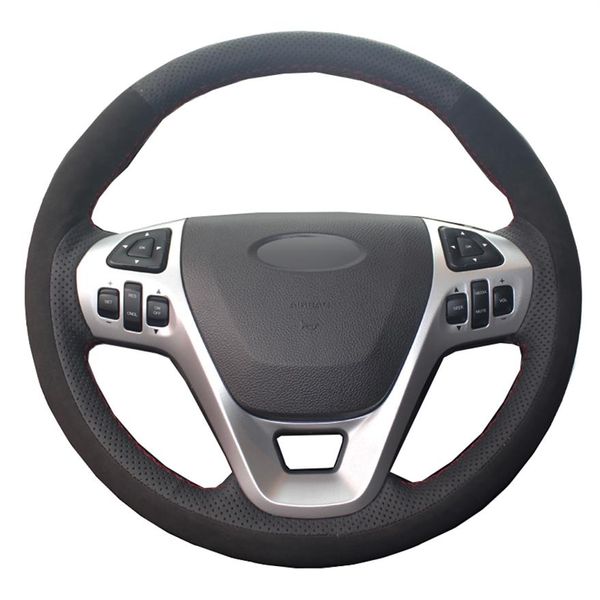 Coprivolante per auto cucito a mano avvolgente in pelle scamosciata per Ford Explorer 2011-2019 Taurus 2013-2019 Edge 2011-2014 Flex 13-2019272S