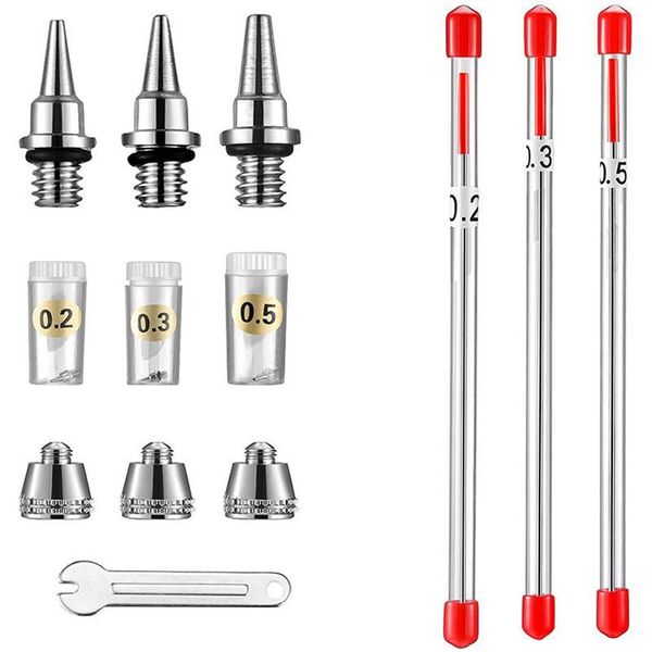 Profesyonel Püskürtme Tabancaları 0 2 0 3 0 5mm Tabanca iğne nozul kapağı seti Airbrush parçaları set aksesuarları 3 parçalı boya seti275h