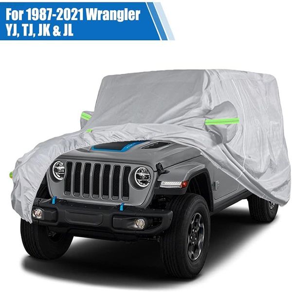 Capas de carro capa para jeep wrangler 2 portas 4 portas à prova de vento à prova de poeira proteção uv capa de carro para jeep wrangler jk jl yj 198720343p