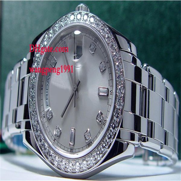 Relógios femininos 36MM 18946 Diamond Mosaic border Vidro de safira Mostrador SangBai Pulseira de aço inoxidável Automático feminino Relógios de pulso2449
