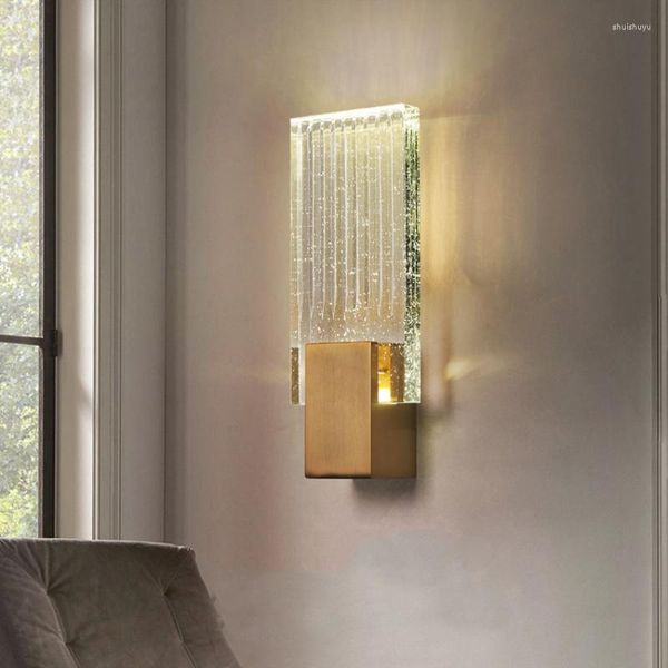 Lampada da parete in cristallo minimalista Luci a LED Foyer in acciaio inossidabile dorato Camera da letto Sconce Corridoio Bagno 3 Dimmer della temperatura di colore