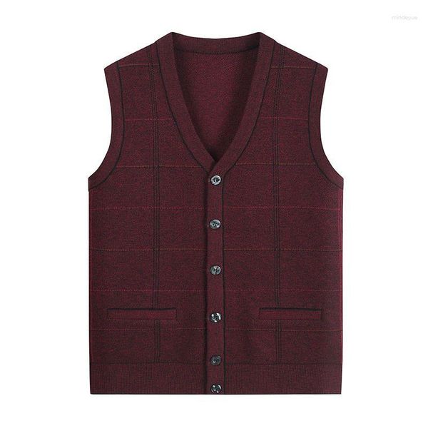 Gilet da uomo 2023 Cardigan autunno e inverno Casual maglione lavorato a maglia Gilet sciolto senza maniche scozzese Usura esterna A90