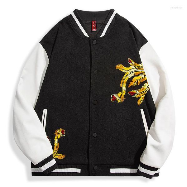 Herrenjacken, japanischer Stil, Herbst und Winter, lockere China-Chic-Phoenix-bestickte Baseballjacke, Retro-Oberteile