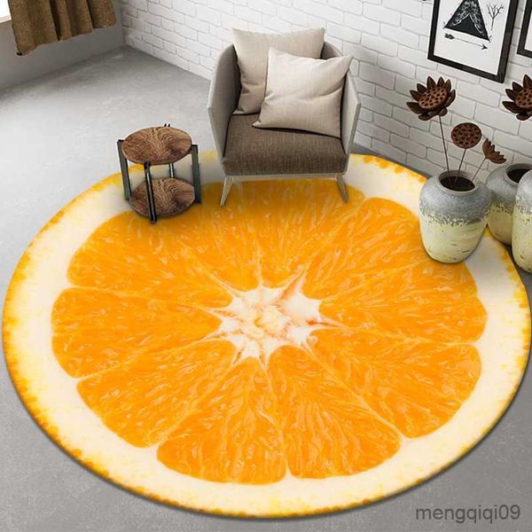 Teppiche Runder Teppich Obst Orange Zitrone Wohnzimmer Teppich Schlafzimmer Küche Eingang Fußmatte Matte Stuhl Kissen Home Decor Teppich R230728