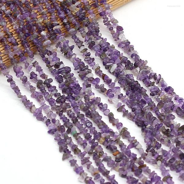 Perlen 40 cm, natürliche unregelmäßige tiefe Amethysten, Gestein, Freeform-Chips, Kies für die Schmuckherstellung, DIY-Armband, Halskette, Größe 3 x 5–4 x 6 mm