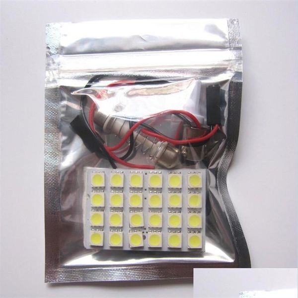 Dekorative Lichter LED-Licht T10 Ba9S Festoon 5050Chip 24Smd 12V weiße Farbe Panel Kuppel Decke Drop Lieferung 2022 Mobiles Motorcyc275D