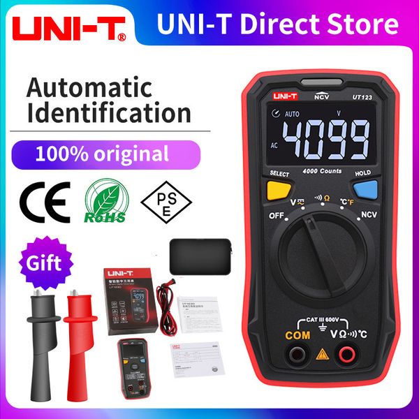 Мультиметра Uni-T UT123 Mini Digital Multimeter; AC DC напряжение измеритель; Тестер температуры сопротивления;