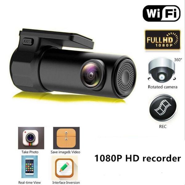 HD 1080p WiFi Araba DVR Dash Cam Kamera Video Kaydedici Otomatik Sürüş Kayıt Cihazları Gece Görme G-SENSÖR WDR HDR R20 Kablosuz DVRS Uygulama 275T