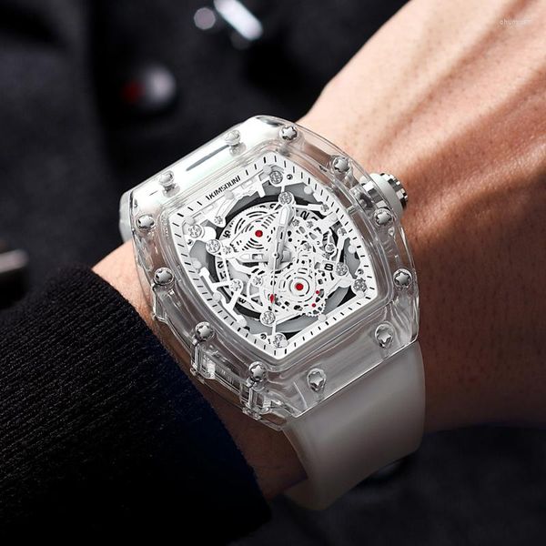 Armbanduhren Luxus Herrenuhr Miller Serie Transparent Kristallglas Hohl Sport Freizeit Wasserdicht Quarz Armbanduhr Uhr