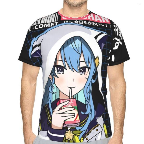 Camisetas Masculinas Hoshimachi Suisei Mens Hololive Virtual Host Group 3D Printed Polyester Tshirt Secagem Rápida Manga CurtaRoupas