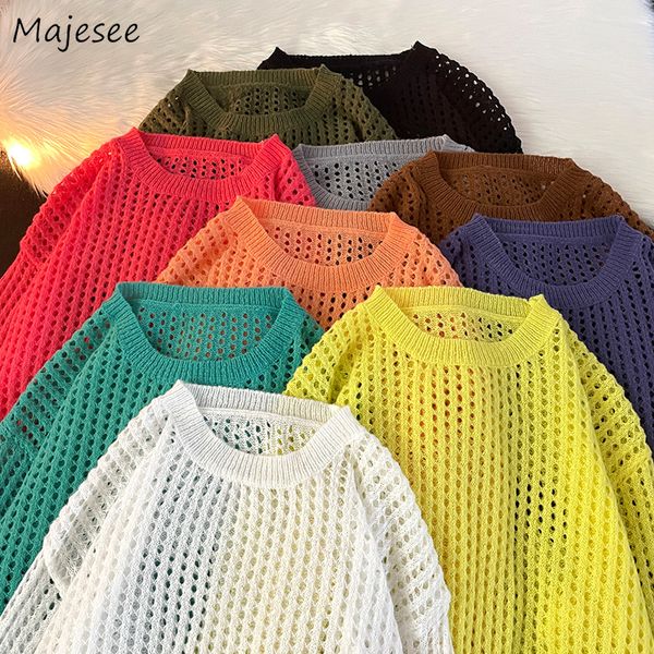 Suéteres femininos ocos design pullovers homens camisola multi cores sólidas todos os jogos retro japonês harajuku tricô streetwear dinâmico 230728