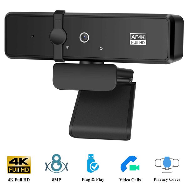 Webcams 4K Webcam PC Laptop Web Camera com microfone Web para computador Live Streaming Game