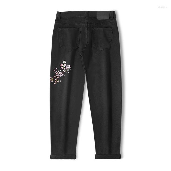 Erkek Kotları Sonbahar Kış 2023 Büyük boy erkekler giyim Çin şık erik çiçeği nakış düz gevşek marka yüksek sokak çift pantolon