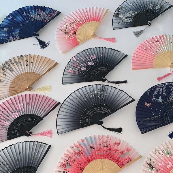 Produtos de estilo chinês estilo chinês leque padrão dobrável dança festa de casamento renda dobrável ventilador de flor portátil feminino foto prop ferramenta arte artesanato