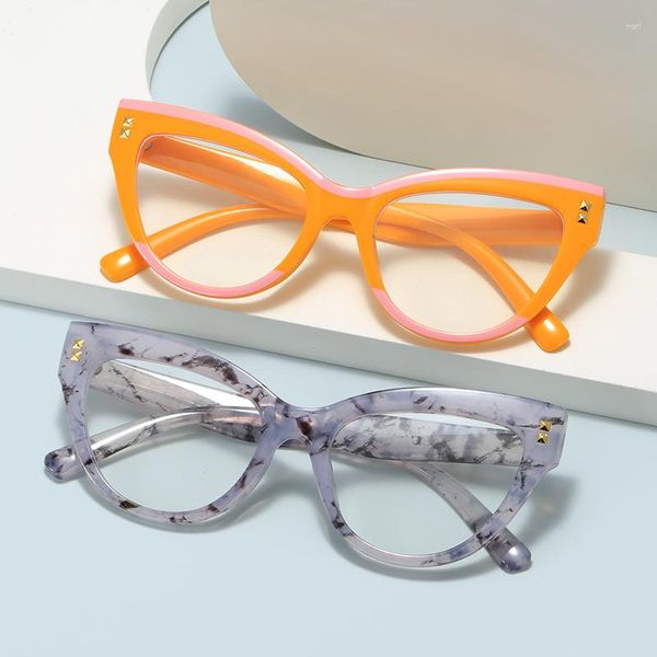 Óculos de sol Olho de gato Óculos planos anti-luz azul Óculos masculinos e femininos Retro Computador Óptico Simples