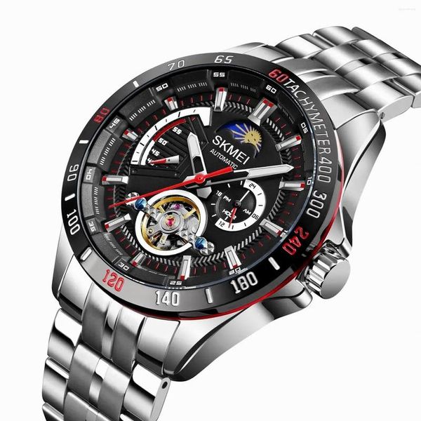 Relógios de pulso Design de luxo Relógios automáticos de aço inoxidável SKMEI M022 Ponteiro luminoso 3ATM Mecânico à prova d'água para homens