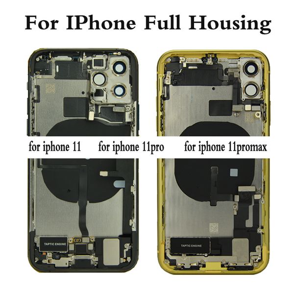 Per Iphone 11 11Pro Pro Max Custodia con cavo flessibile Custodia posteriore Assemblaggio completo Coperchio batteria Porta posteriore Telaio centrale telaio