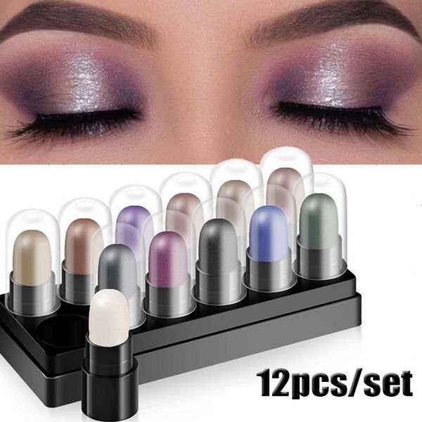 Sombra para os olhos Conjunto de lápis para sombras 12 cores à prova d'água Brilho de longa duração Shimmer Caneta para sombras para olhos Bastão Marcador Ferramentas de maquiagem para os olhos 230728