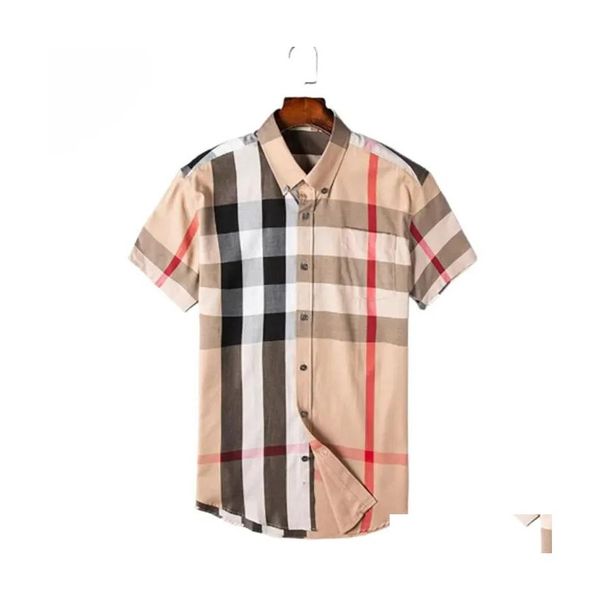 Camicie eleganti da uomo Luxurys Desingers Camicia casual da uomo d'affari manica a righe Slim Mascine Social Fashion Plaid M4Xl01 683616939 Dro Otyte