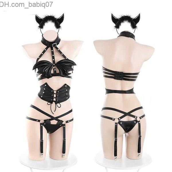 Sexy Set Roupa íntima feminina sexy, fantasia de papel, roupas íntimas eróticas de couro Bdsm bandagem de sexo Roupa apertada para a pele, roupas para jogos adultos do diabo Z230731