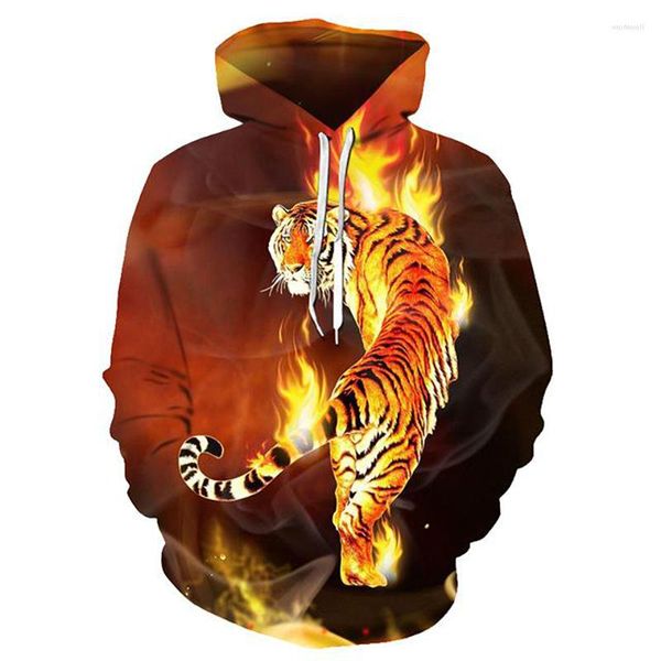 Moletons masculinos 2023 primavera 3D impressos em 3D moletom de marca masculino/feminino Tiger Personality casual XS-5XL