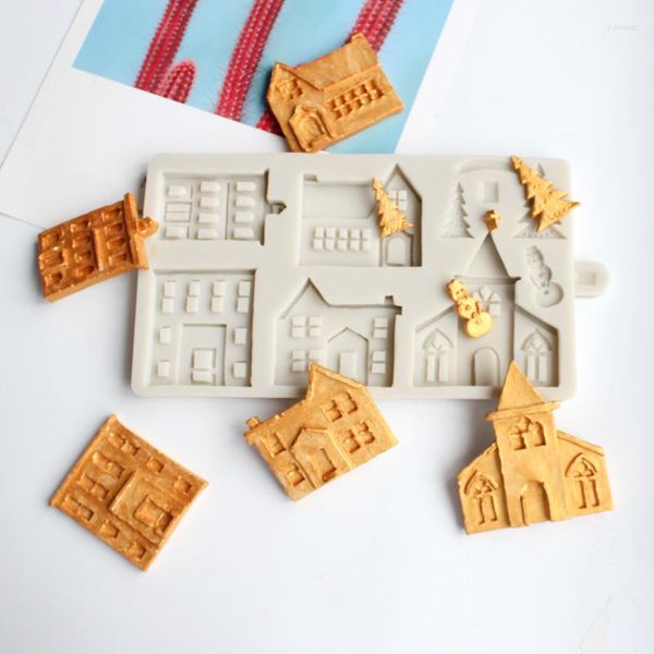 Stampi da forno Castello Modellazione Stampo in silicone Decorazione torta fai da te Cioccolato Gesso Artigianato Casa appartamento