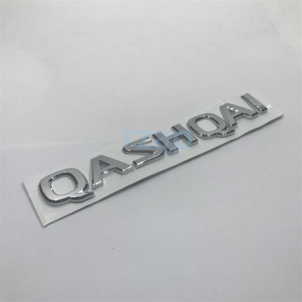 Letras 3D emblema emblema porta traseira do carro adesivo para Nissan Qashqai logotipo cromo prata placa de identificação traseira Deca181P