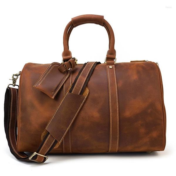 Duffel Taschen Casual Echtes Leder Handtasche Männer Frauen Reisetasche Echte Kuh Tragen Hand Gepäck Männlichen Business Schulter