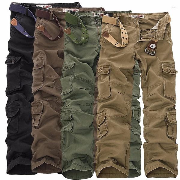 Männer Hosen 2023 Mens Military Cargo Multi-taschen Baggy Männer Baumwolle Casual Overalls Armee Taktische Hosen Keine Gürtel plus Größe 46