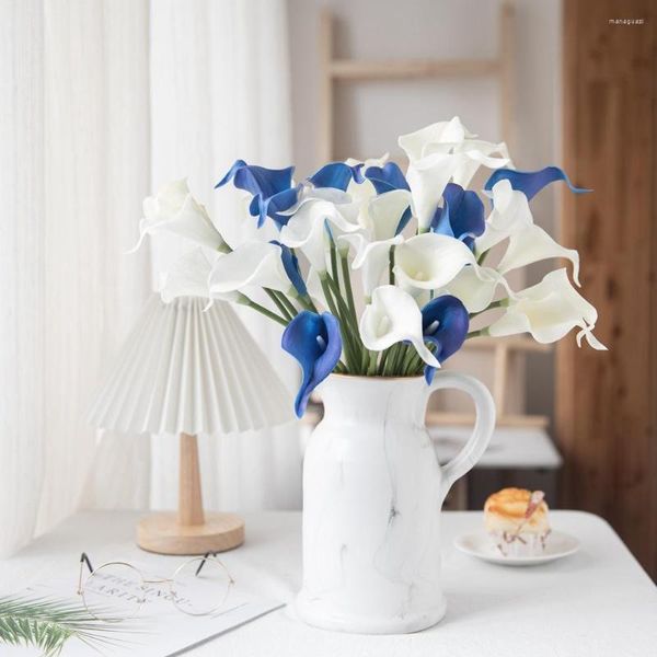 Dekorative Blumen 10 Stück echte Calla-Lilie, künstlicher Fake-Pflanzenstrauß für Hochzeit, Zuhause, Blumendekoration