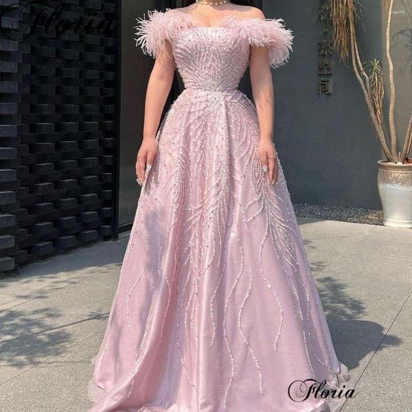 Partykleider eleganter rosa Prom -Plus -Größe trägerloser Hochzeit aus Schulterabendkleidern für Frauen Vestidos de Gala