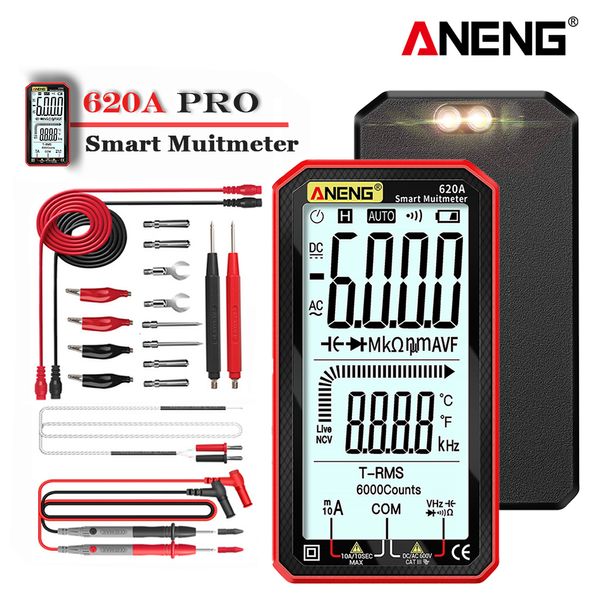 Multímetros ANENG 620A Digital Smart Multimeter Transistor Testers 6000 Counts True RMS Medidor de Capacitância Elétrica Automática Resistência de Temperatura 230728