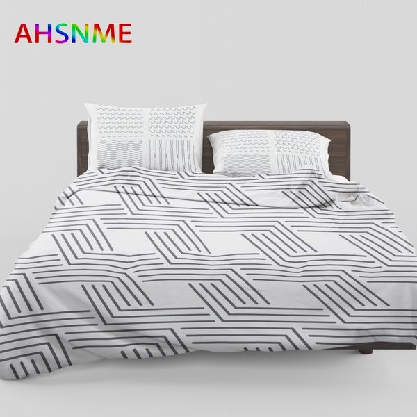 Set di biancheria da letto AHSNME in bianco e nero INS Set copripiumino piccolo fresco ropa de cama Per US AU EU RU Taglia adatta accetta modelli personalizzati 230727