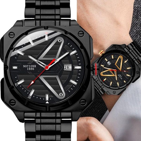 Relógios de pulso Top Water Ghost Moda Relógio masculino Quadrado Tungstênio Aço Calendário Automático Dial À Prova D' Água Negócios