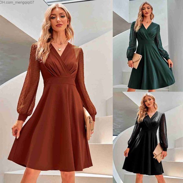 Vestidos para grávidas outono e inverno moda outono e inverno com decote em V ultrafino sólido jacquard vestido de maternidade de comprimento médio Z230728