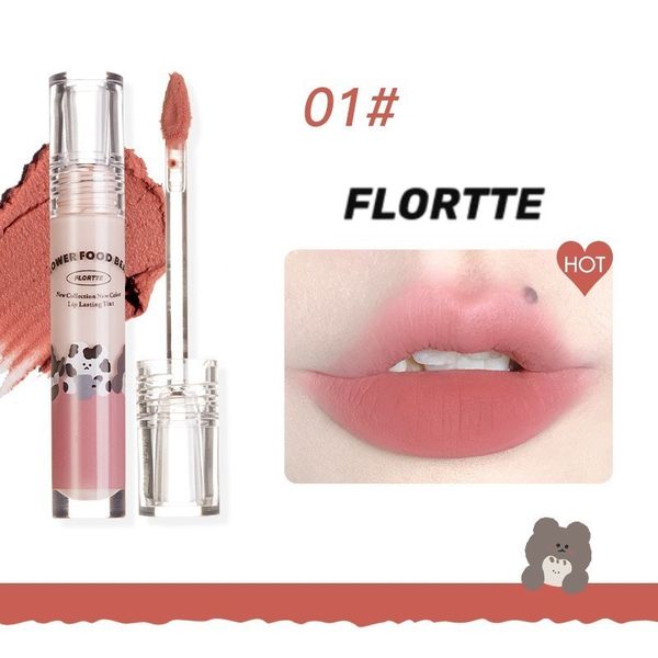 Batom FLORTTE Batom Flower Food Bear Milk Cake Lip Cream Matte Lip Mud White Mouth Red Girl Cosmetics Color Makeup 230727