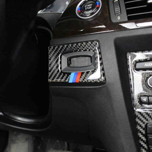BMW E90 E92 E92 E93 için Araba Stili E93 Karbon Fiber Anahtar Delik Koruma Dairesi Ateşleme Anahtarı Dekorasyon Çemberi 2005-2012 3 Serisi Otomatik 239P