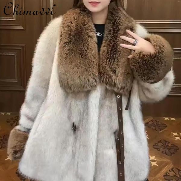 Pelliccia da donna europea manica lunga Toka double face lana pelle calda paillettes pesanti giacche casual cappotto elegante invernale
