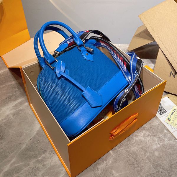 Luxus-Handtasche, klassische Designer-Tasche, blaue Farbe, Wellen-Shell-Taschen mit Schloss, echtes Leder, Abend-Squire-Tragetaschen, Shopping-Geldbörse, Schulterhandtaschen mit großem Fassungsvermögen