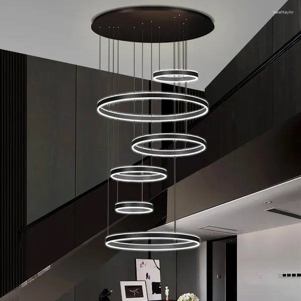Candeeiros pendentes lustres luzes decoração de casa moderna anel de luz led para sala de estar teto pendurado iluminação interna