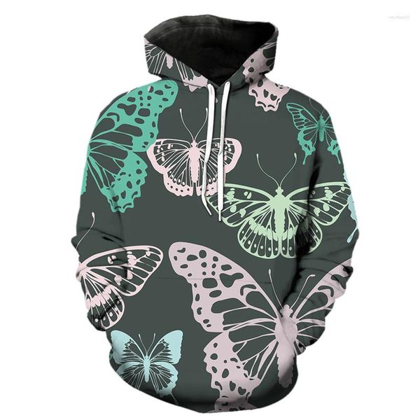 Herren Hoodies 2023 Frühling 3D Schmetterling Muster Reißverschluss Druck Sweatshirt Hoodie Coole Mode XS-5XL