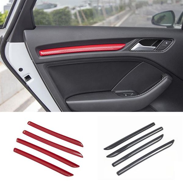 Carbon Faser Farbe Innen Tür Panel Dekorative Abdeckung Borte 4 stücke Für Audi A3 8V 2014-2019 Auto Styling geändert Decals2590