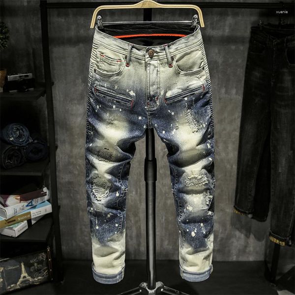 Jeans Masculino Skinny Men Rasgado Spijkerbroeken Heren Jean Pantalon Calças Streetwear Biker Hiphop Calças