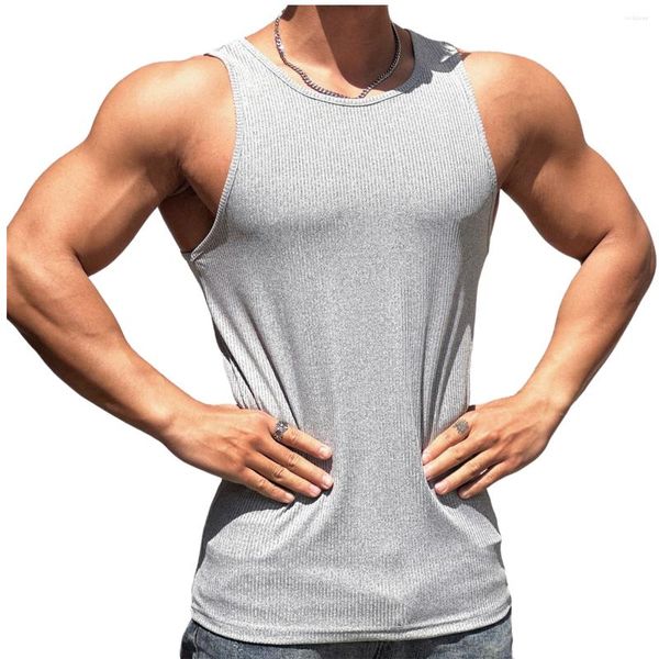 Erkek tank üstleri katı vücut geliştirme erkekler yaz gündelik kolsuz gömlek erkek spor salonu fitness singlet stringer fanillik eğitim giyim