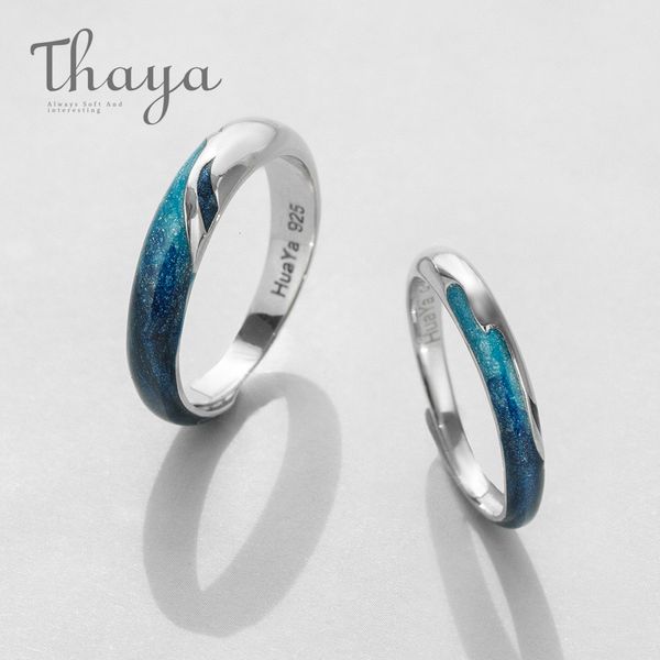 Обручальные кольца Thaya Original Design S925 Серебряное кольцо для пары Emerald Luxury Romantic Fine Jewelry для женщин Элегантный подарок 230727