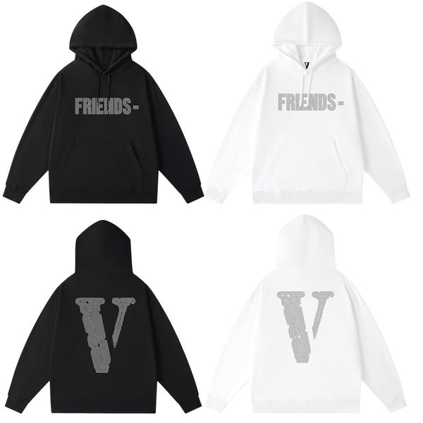 vlone Hoodies Trainingsanzug Herren Designer Hoodie Big V Graphic Baumwoll-Hoodies für Herren Langarm-Sweatshirts mit Taschen, bedruckte Langarm-T-Shirts, Oberteil mit durchgehendem Reißverschluss für Damen